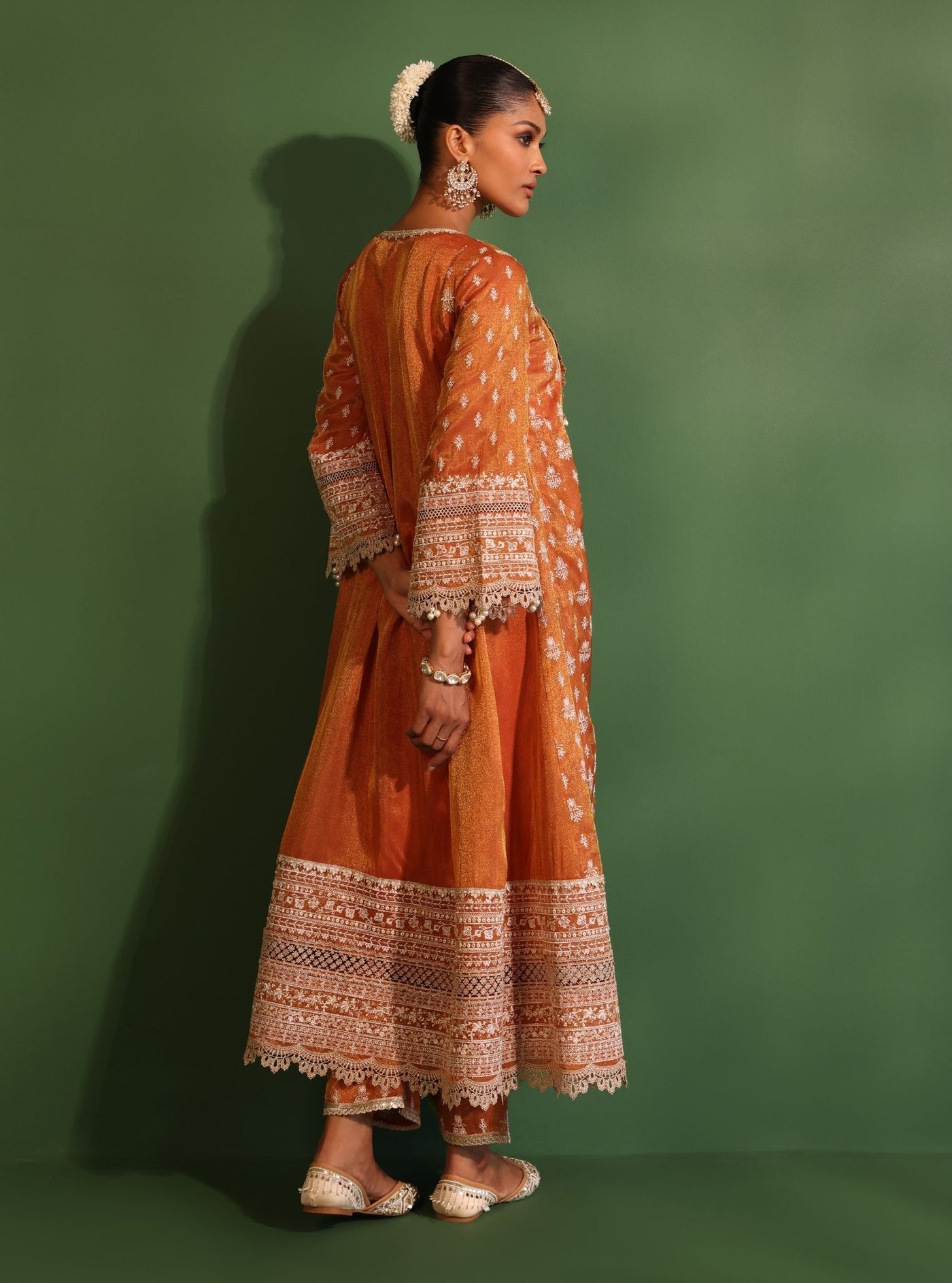Jalwa Luxe Organza Orange Anarkali Kurta Set main image 1