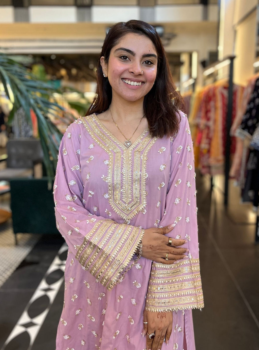 Adah Supima Cotton Lilac Kurta Set