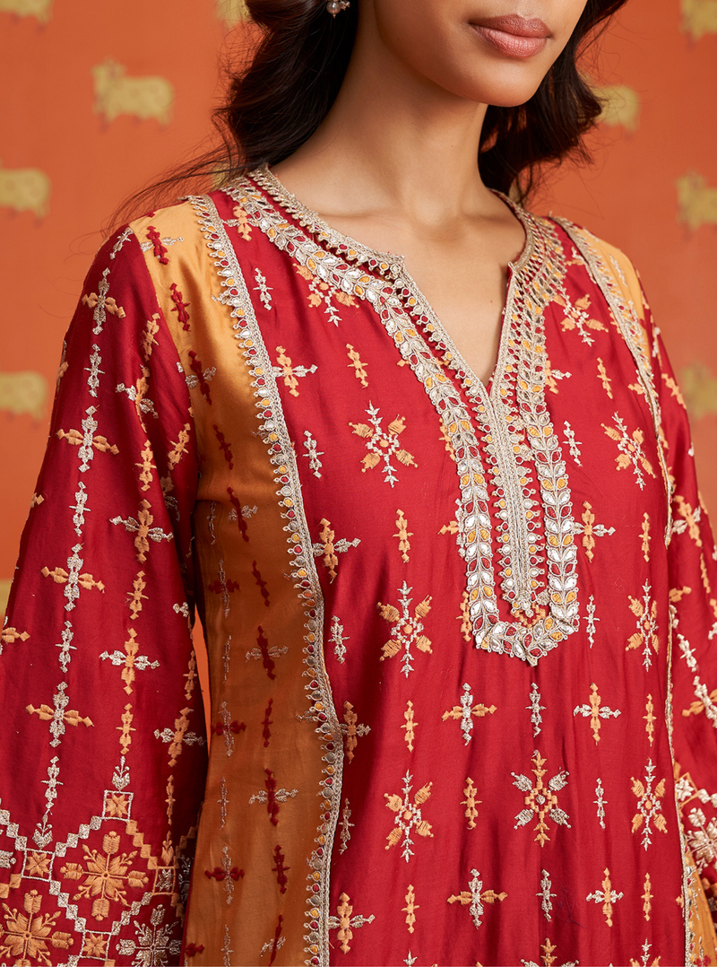 Eldon Pima Satin Grape Kurta Set