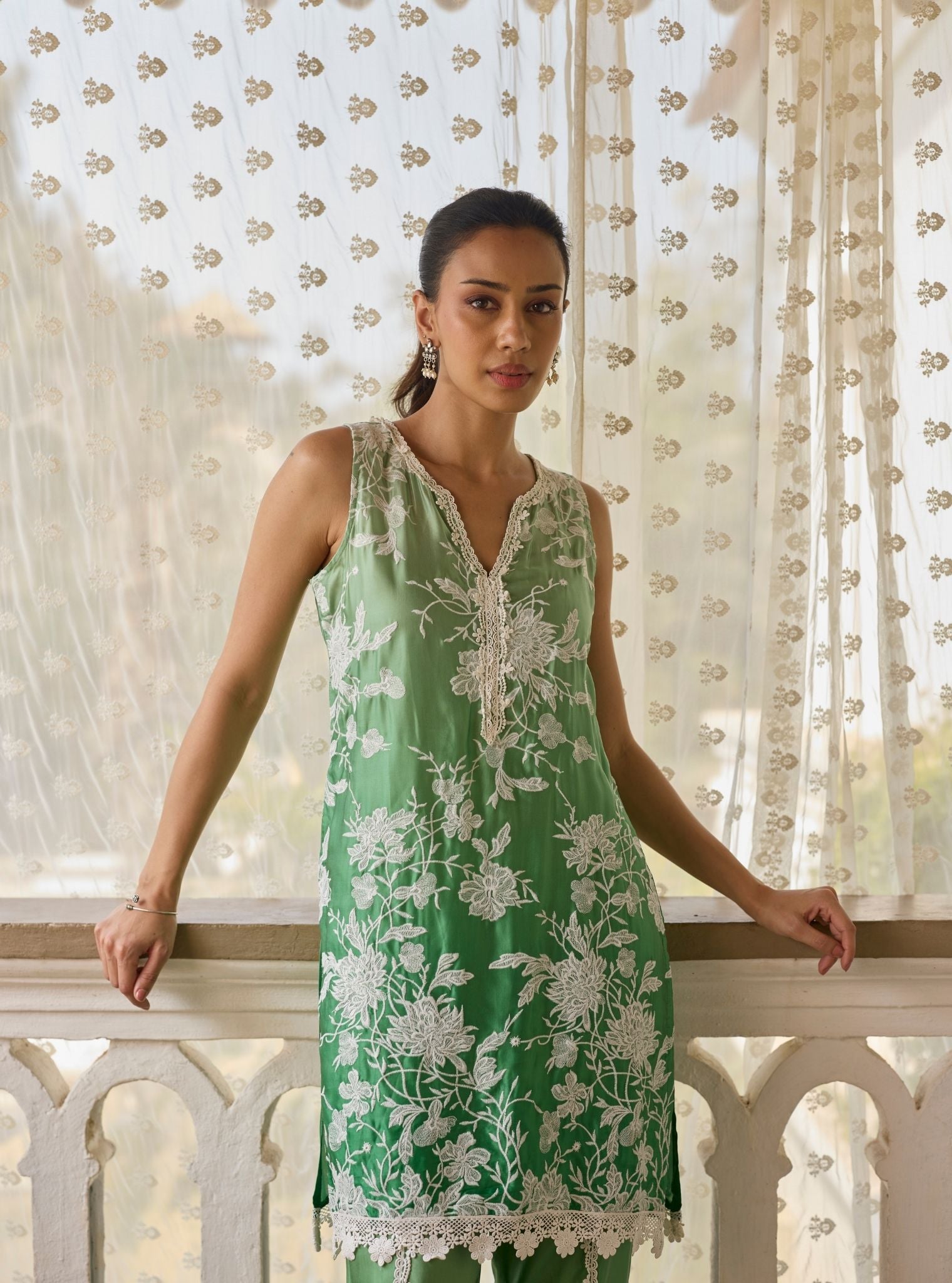 Midori Cupro Ombre Green Kurta Set