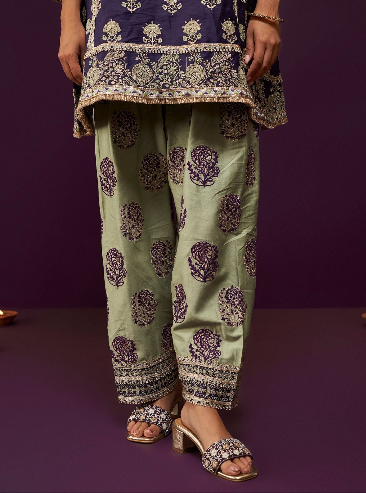 Aphinya Pima Satin Purple Kurta Set