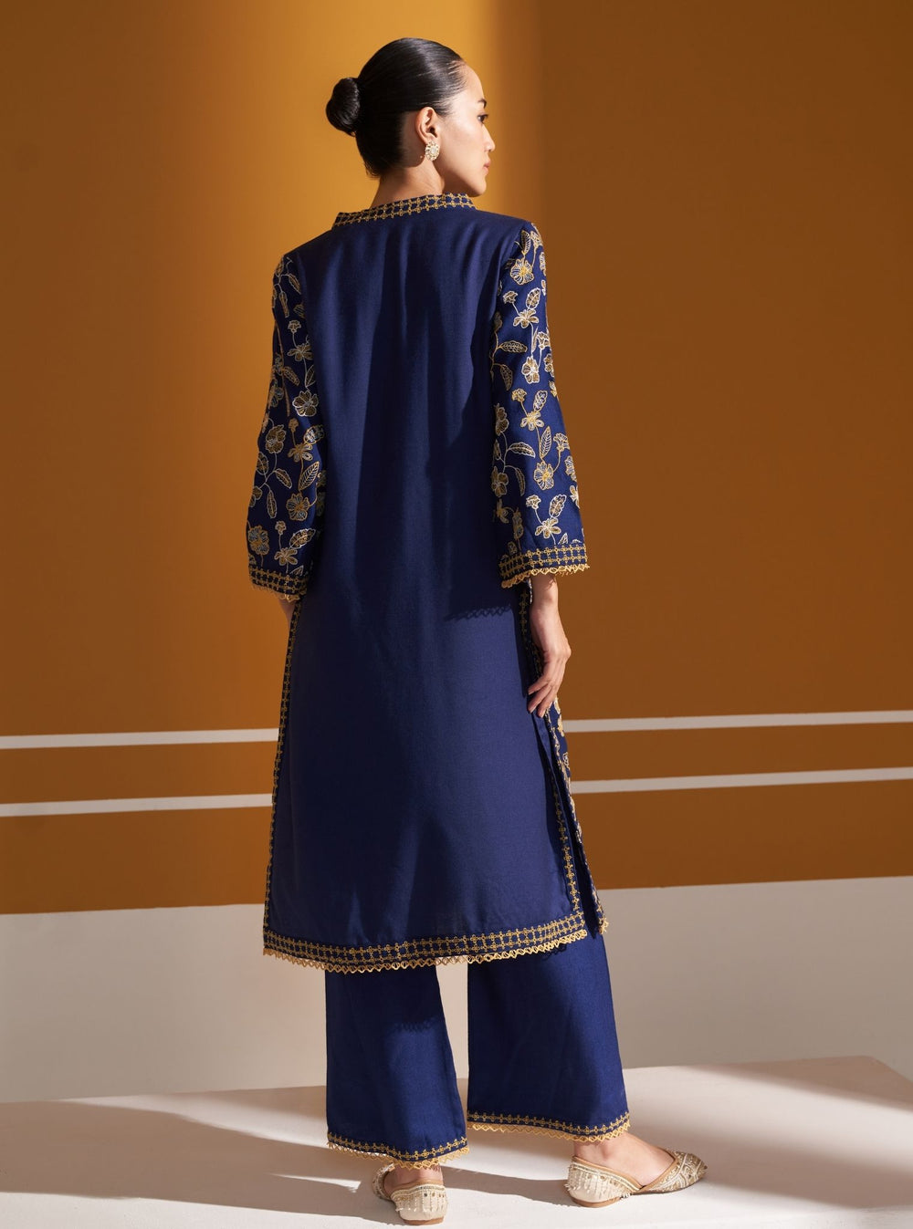 Mulmul Cupro Sydney Navy Kurta