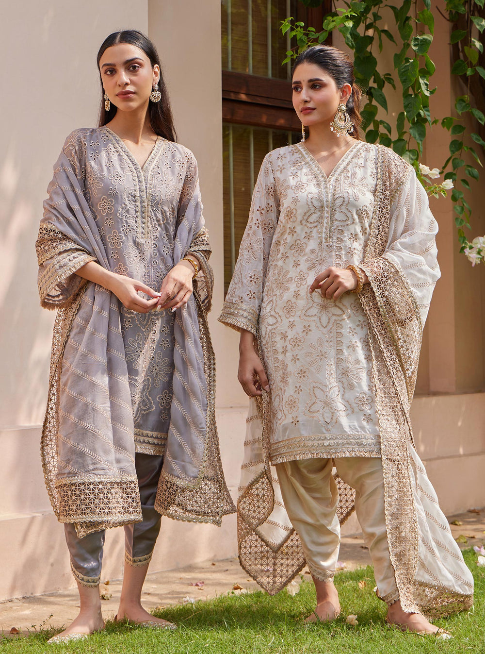 Mulmul Organza Ekani Off White Kurta