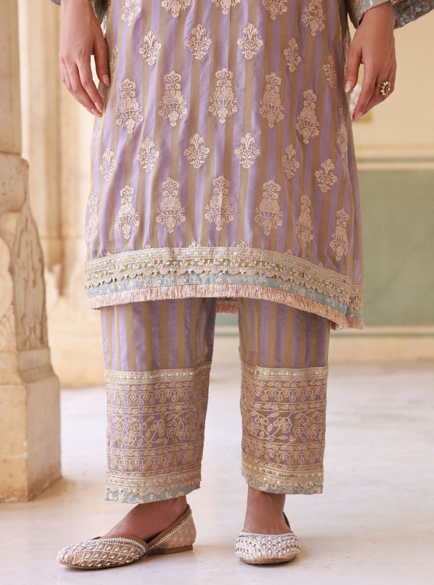 Zemaya Lavender Banarsi Kurta Set