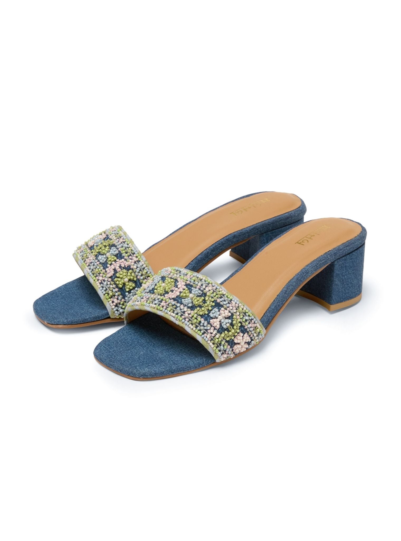 Stella Multi Colour Denim Block Heel