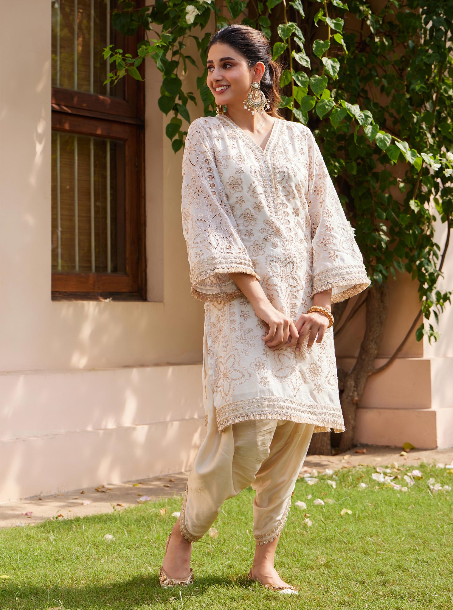 Mulmul Cupro Ekani Off White Salwar