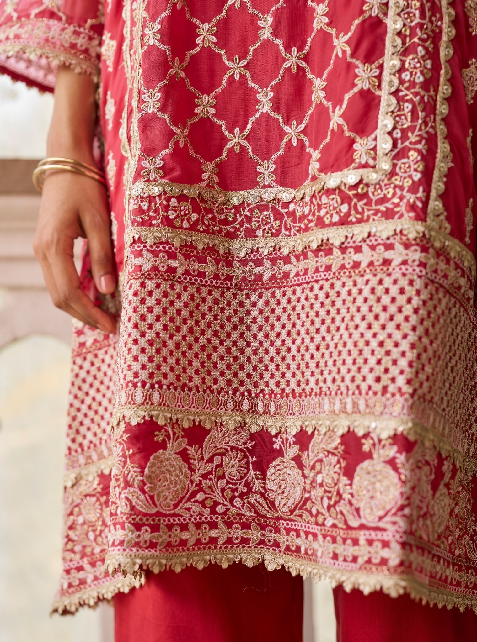 Suhana Organza Red Kurta Set