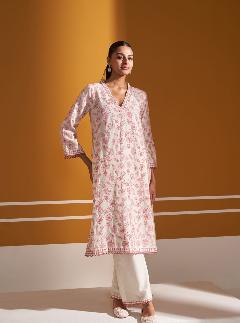 Mumul Supima Satin Ollie Off White Kurta