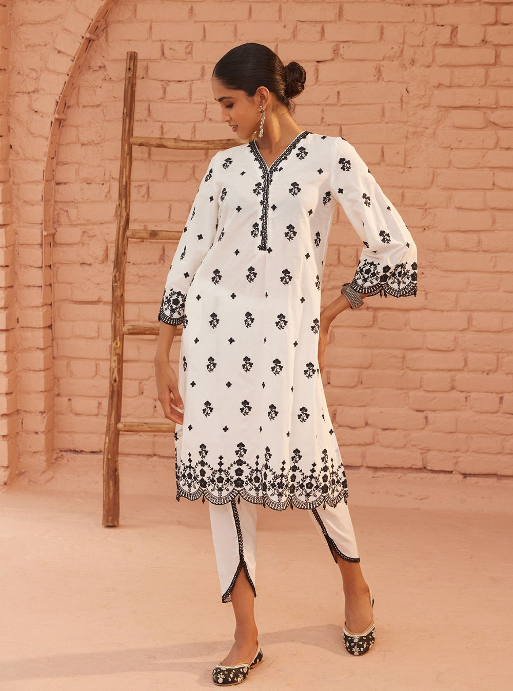 Mulmul Supima Cotton Border White Dhoti Pant