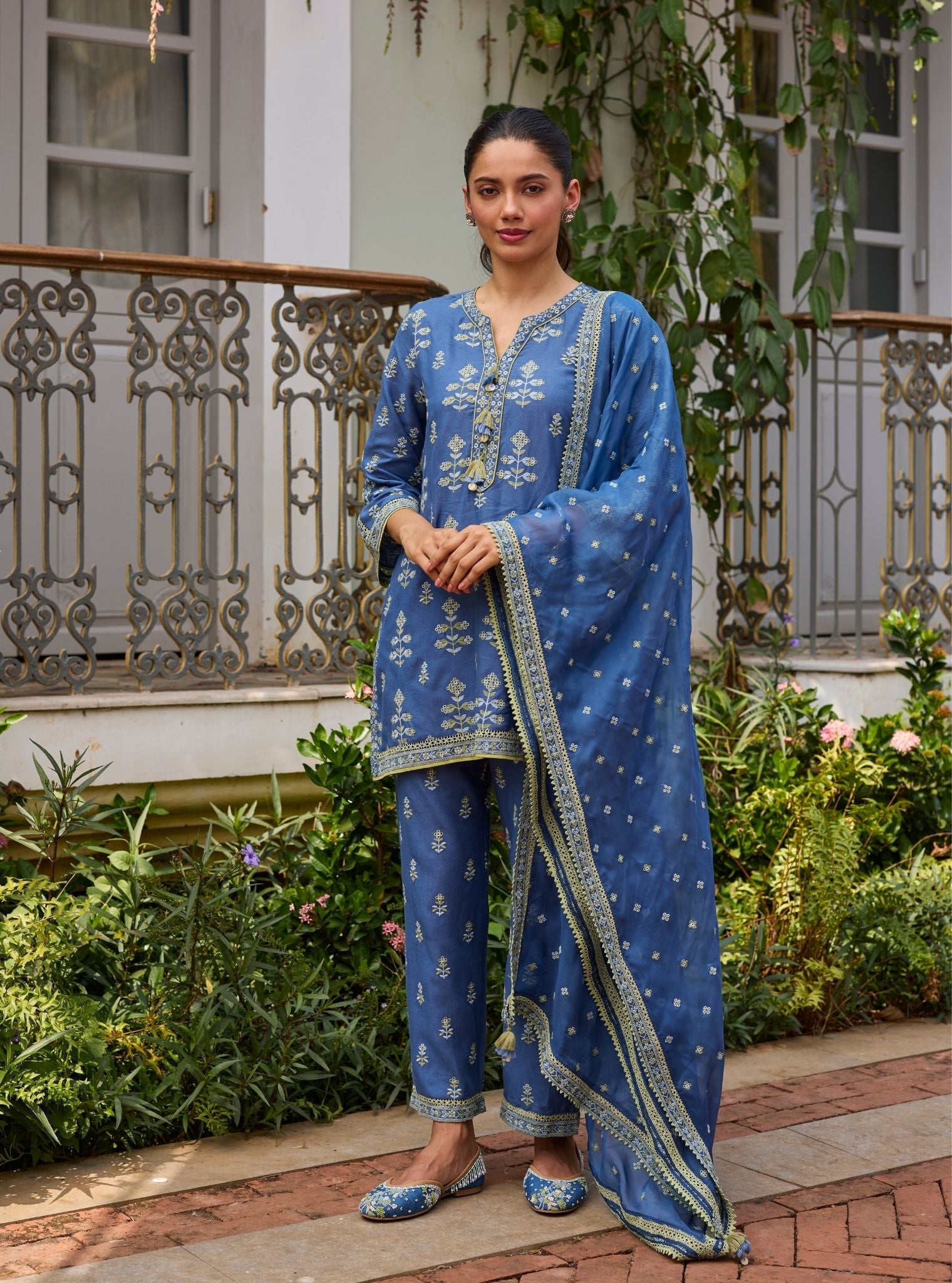 Zano Linen Navy Kurta Set