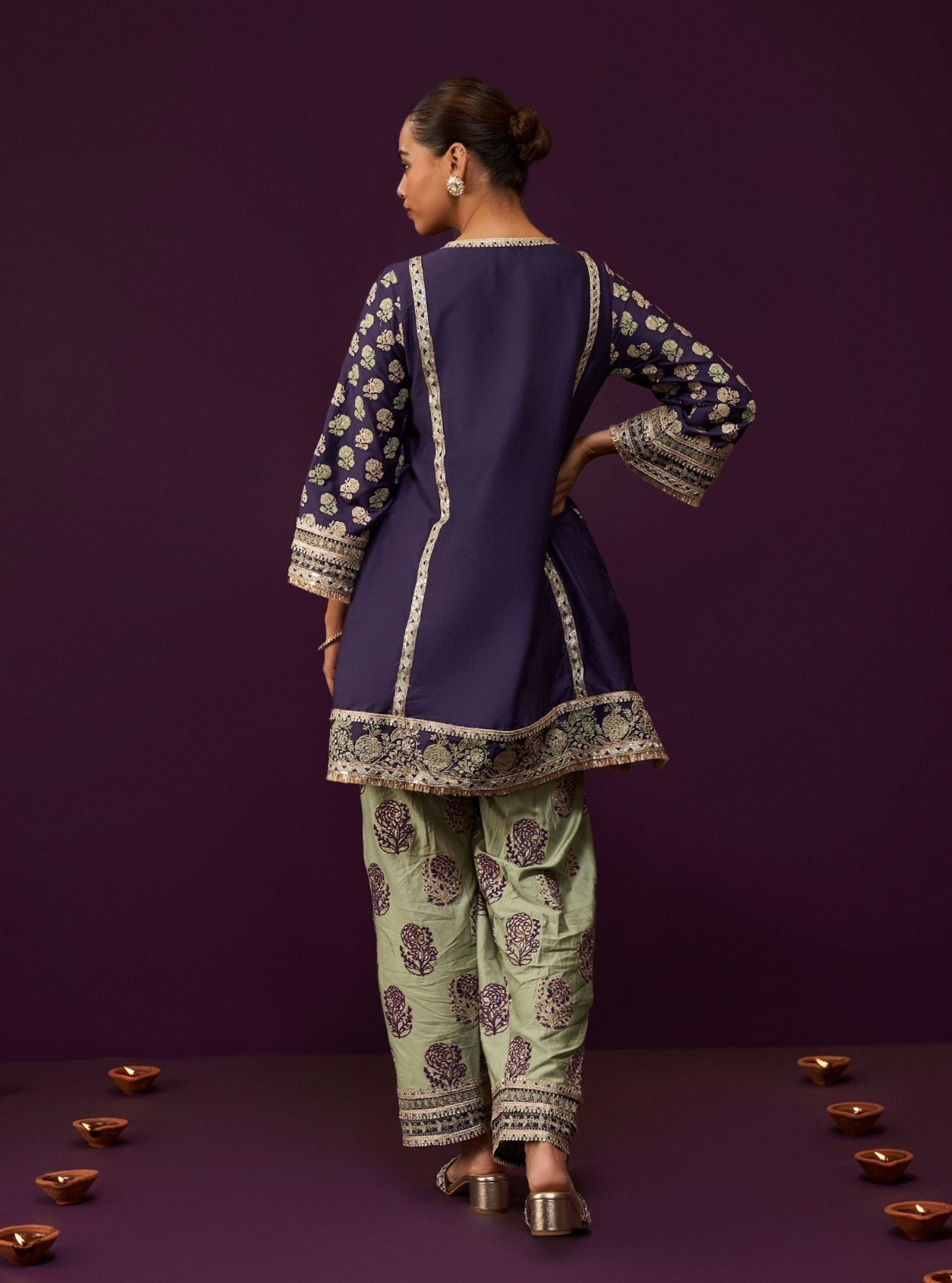 Aphinya Pima Satin Purple Kurta Set