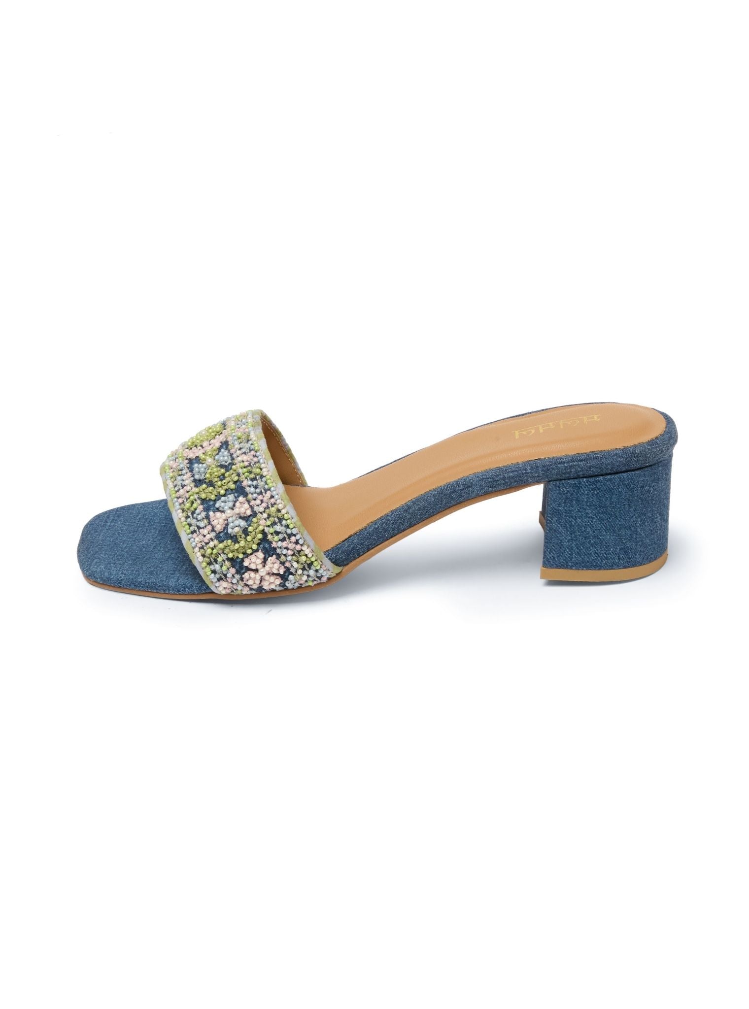 Stella Multi Colour Denim Block Heel