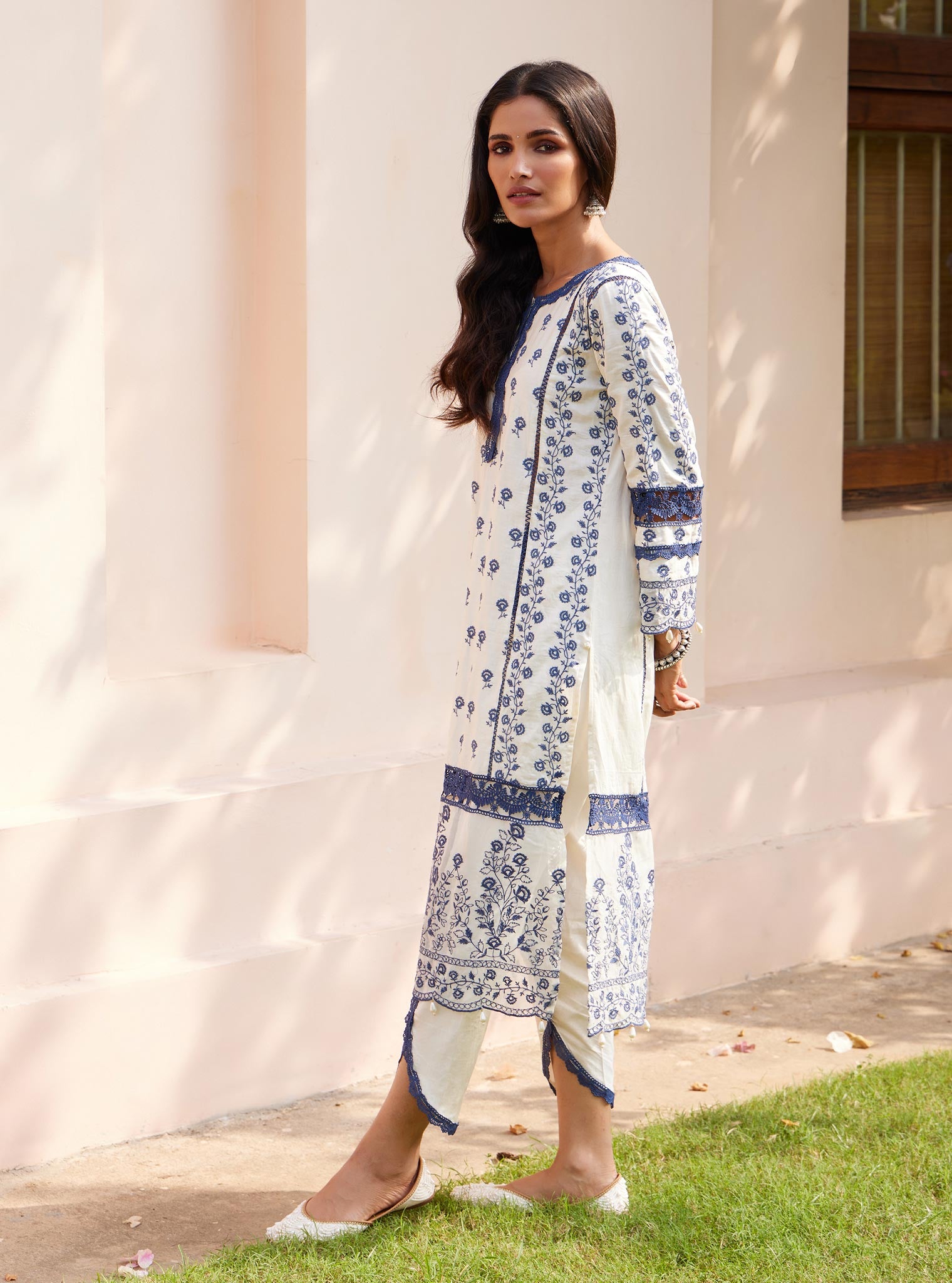 Mulmul Pima Svasti Off White Kurta