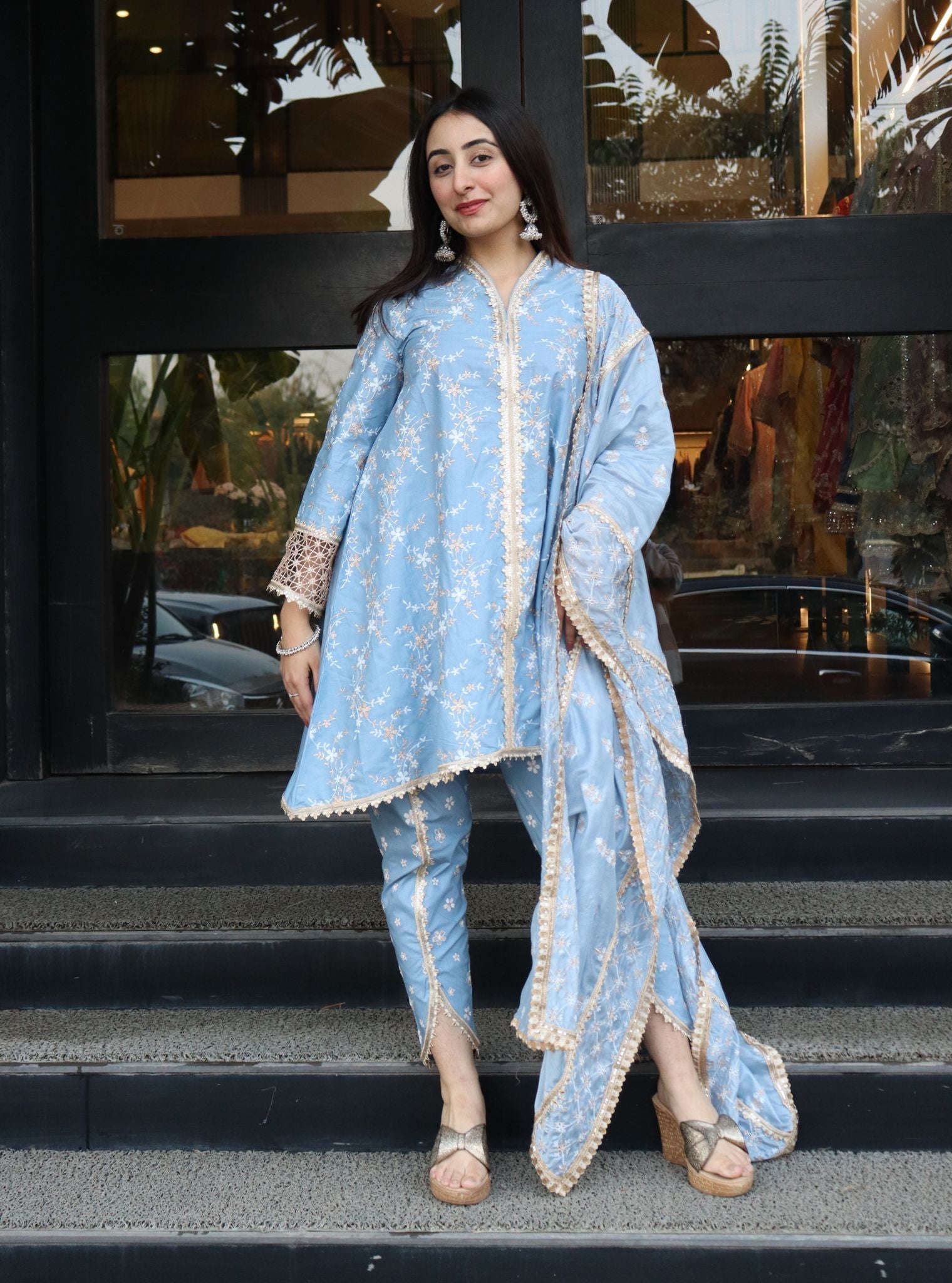 Mulmul Cotton Avira Blue Kurta