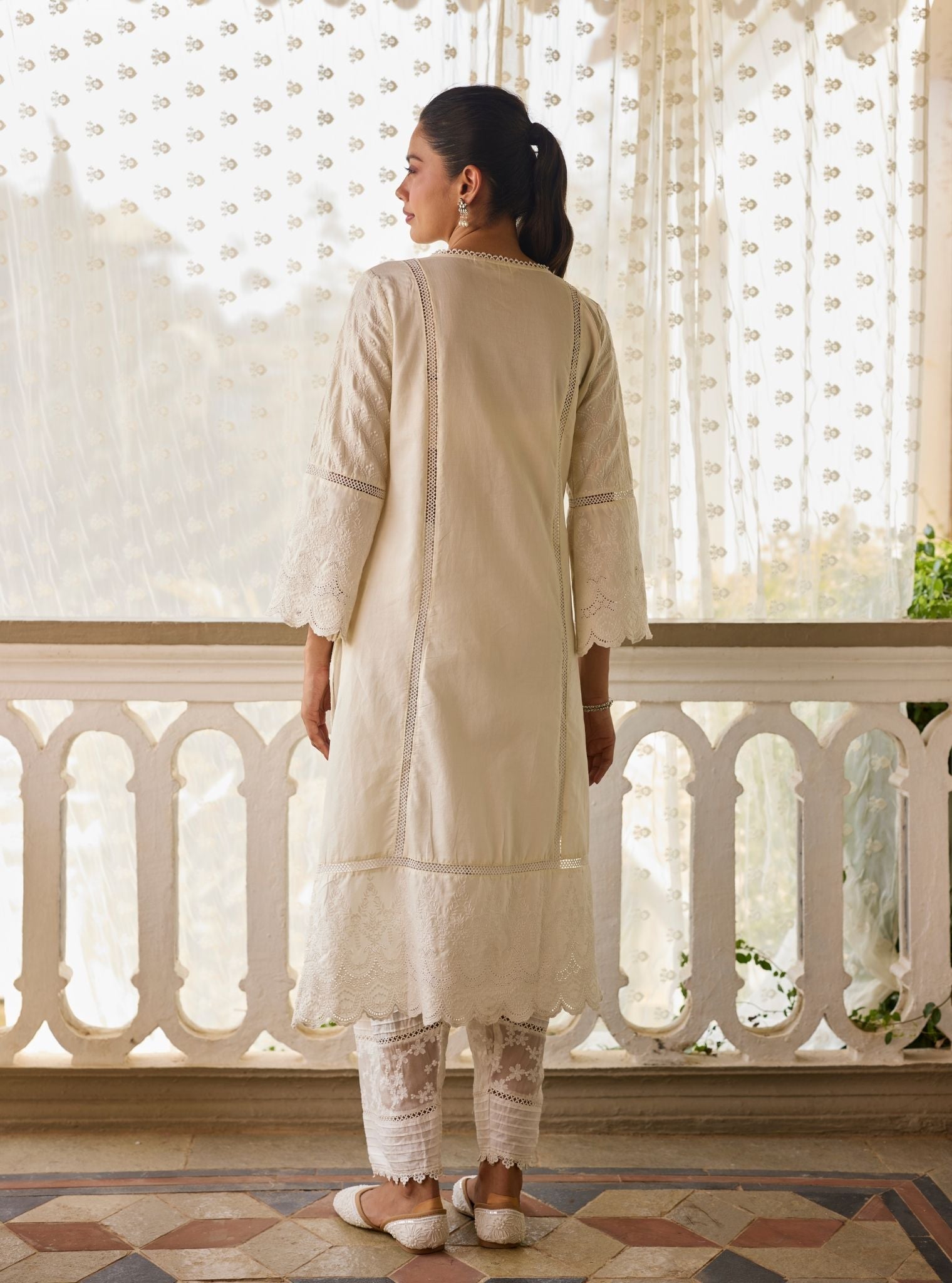 Blair Pima Satin Off White Kurta Set