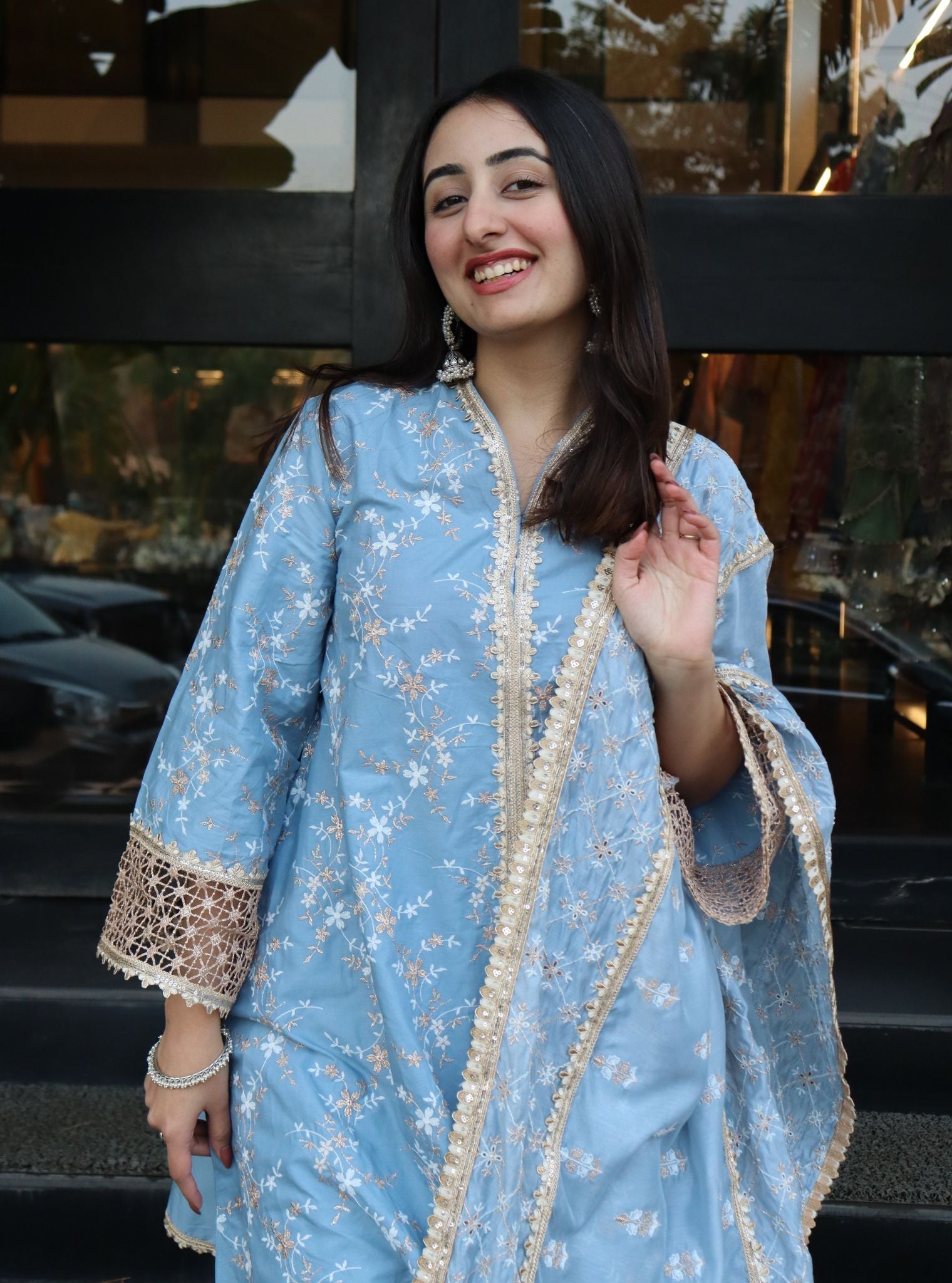 Mulmul Cotton Avira Blue Kurta
