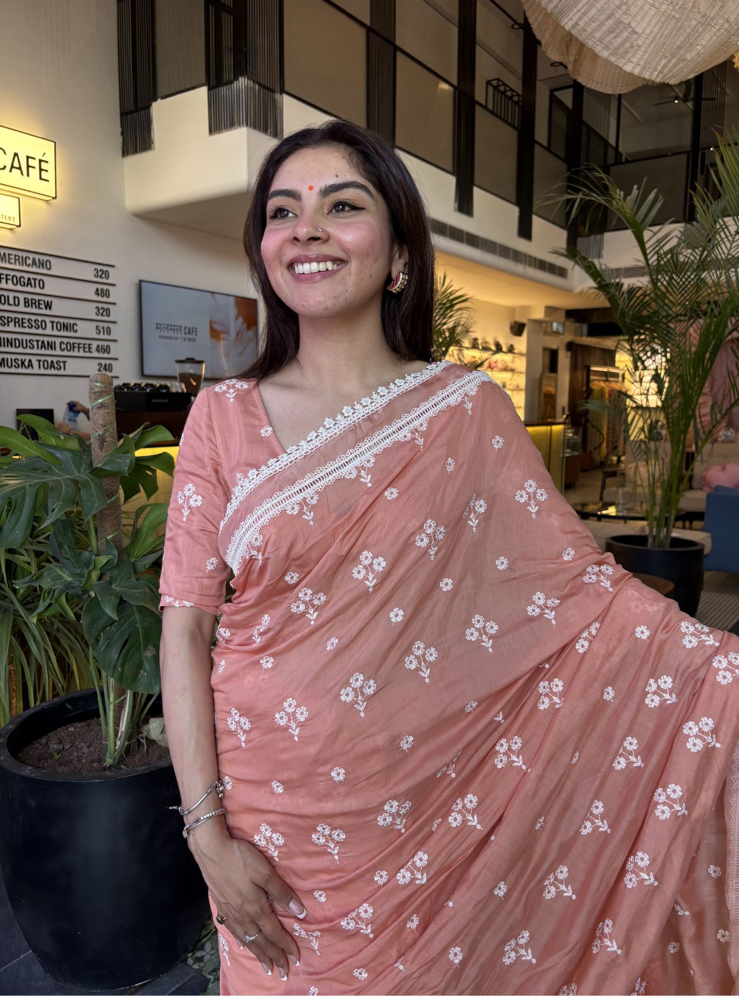 Annika Silk Peach Saree