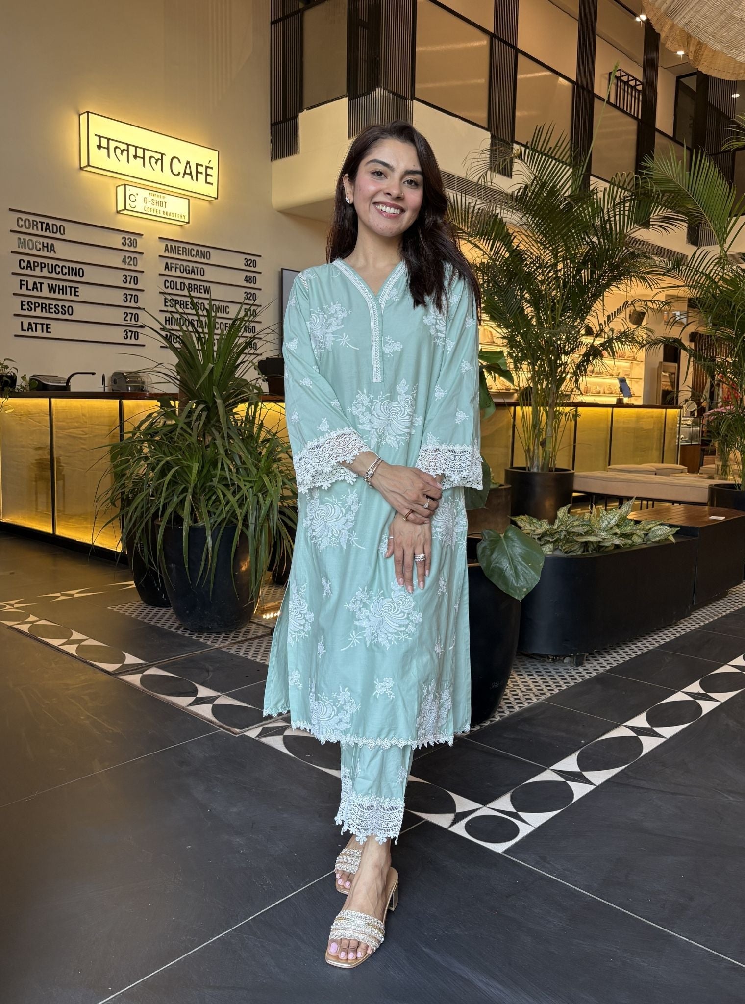 Iraavat Supima Cotton Teal Blue Kurta Set