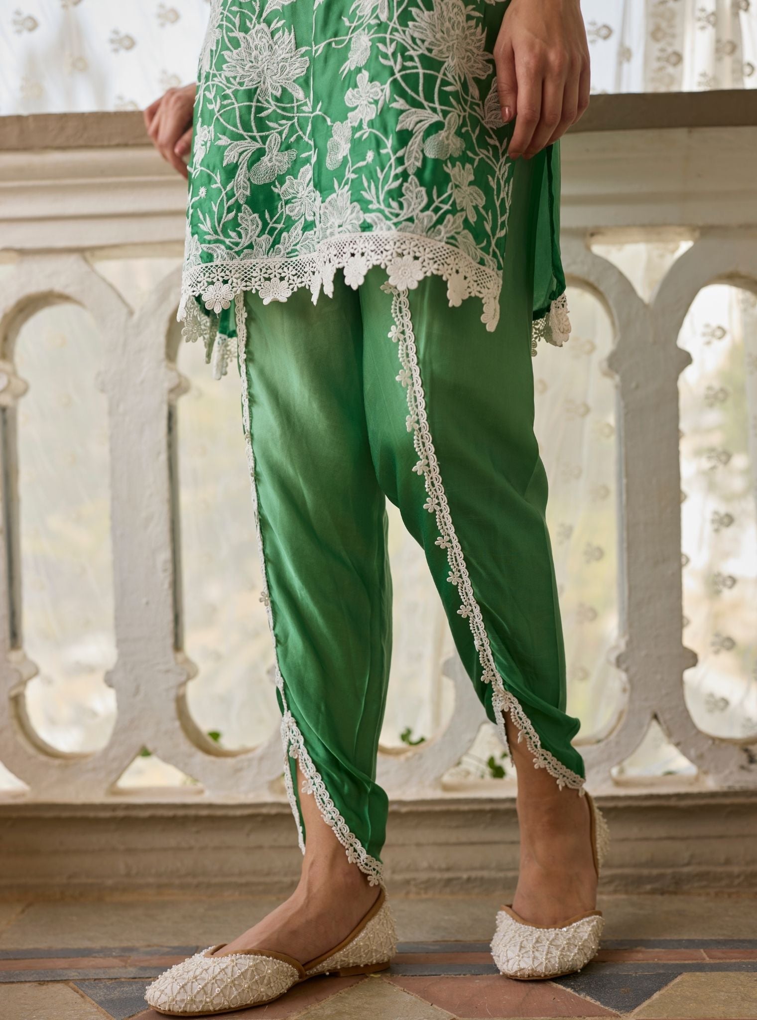 Midori Cupro Ombre Green Kurta Set