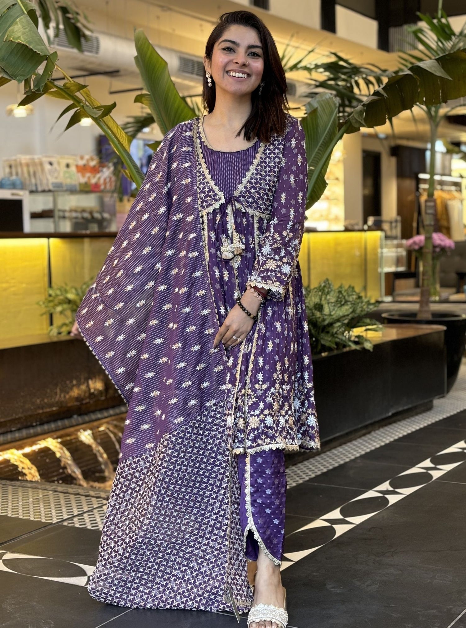 Mulmul Kajra Purple Dupatta main image 1