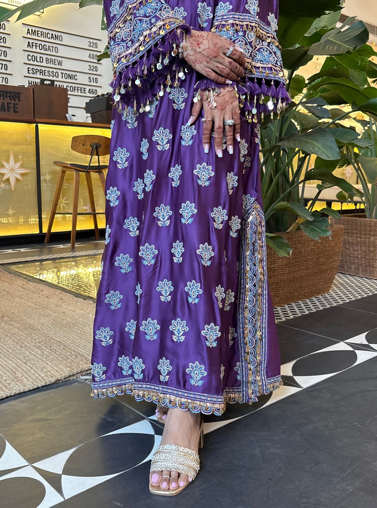 Saaj Cupro Satin Purple Kurta Set