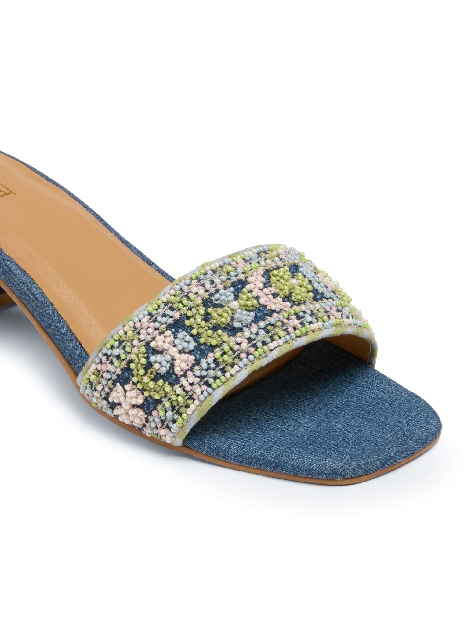 Stella Multi Colour Denim Block Heel