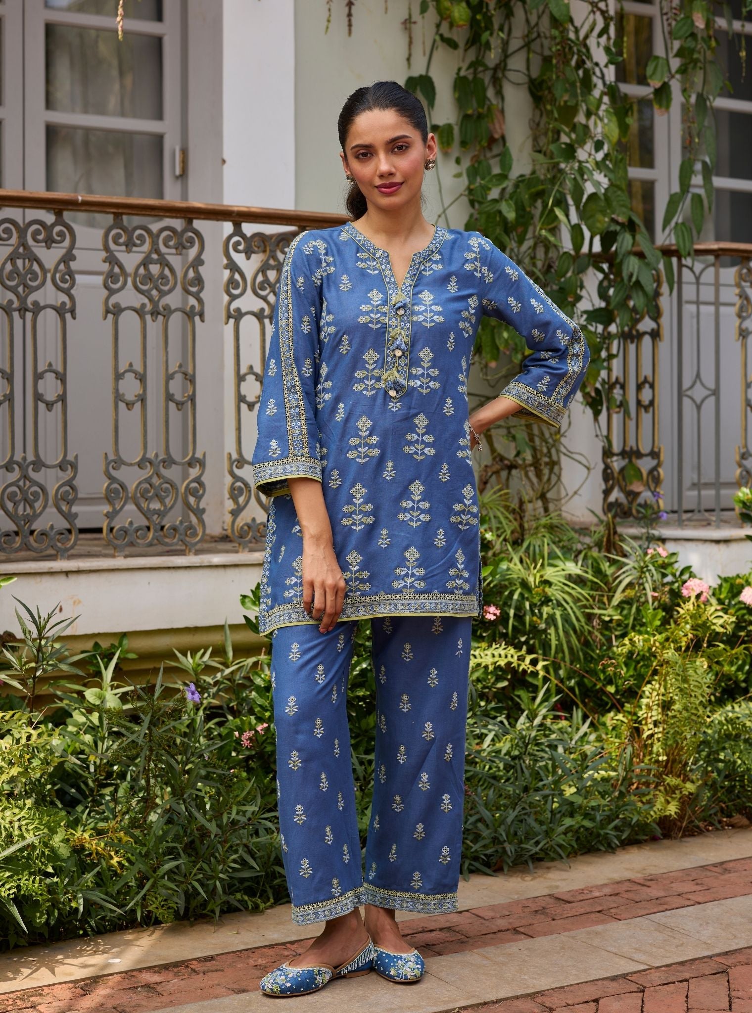 Zano Linen Navy Kurta Set