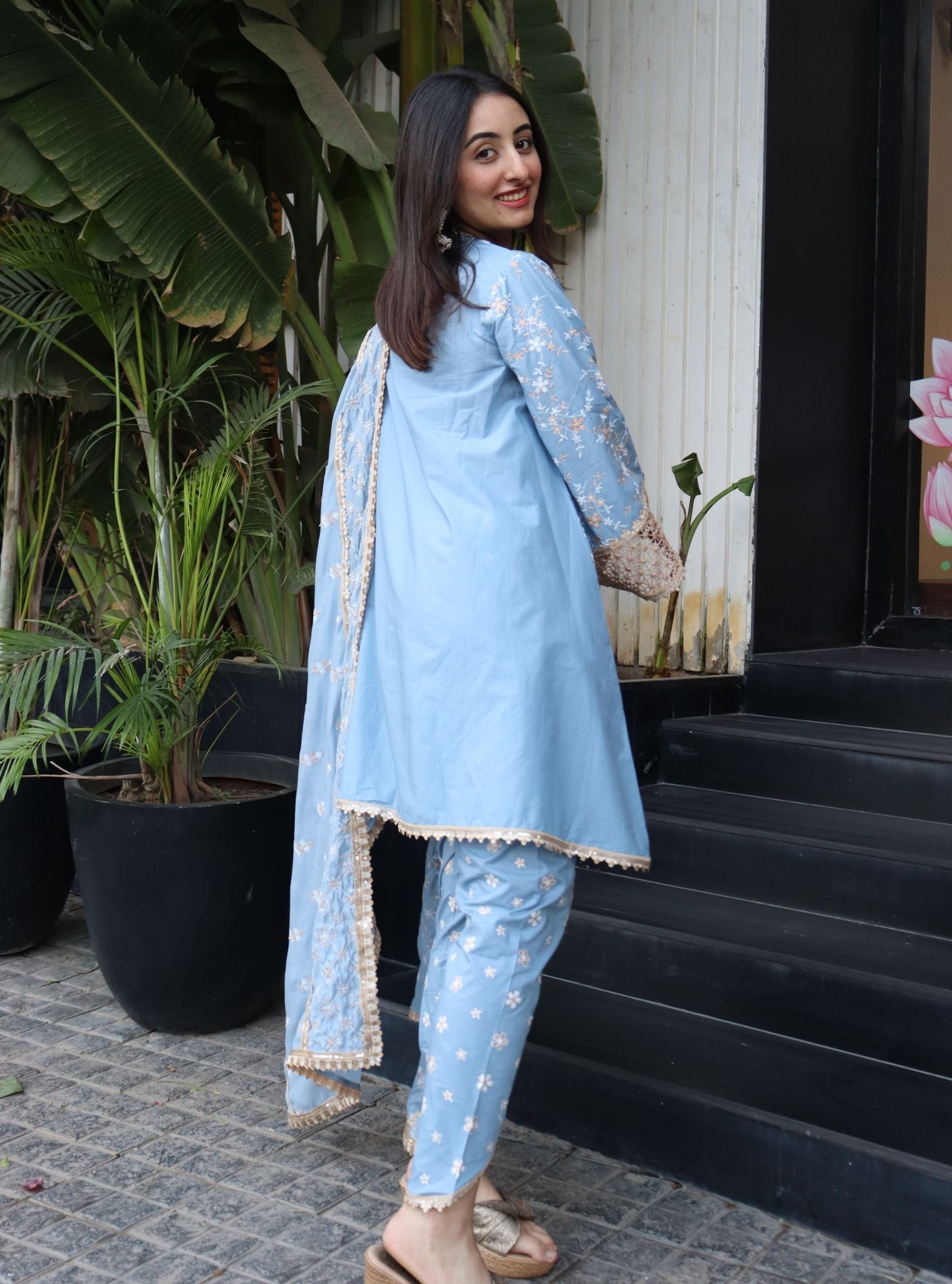 Mulmul Cotton Avira Blue Kurta