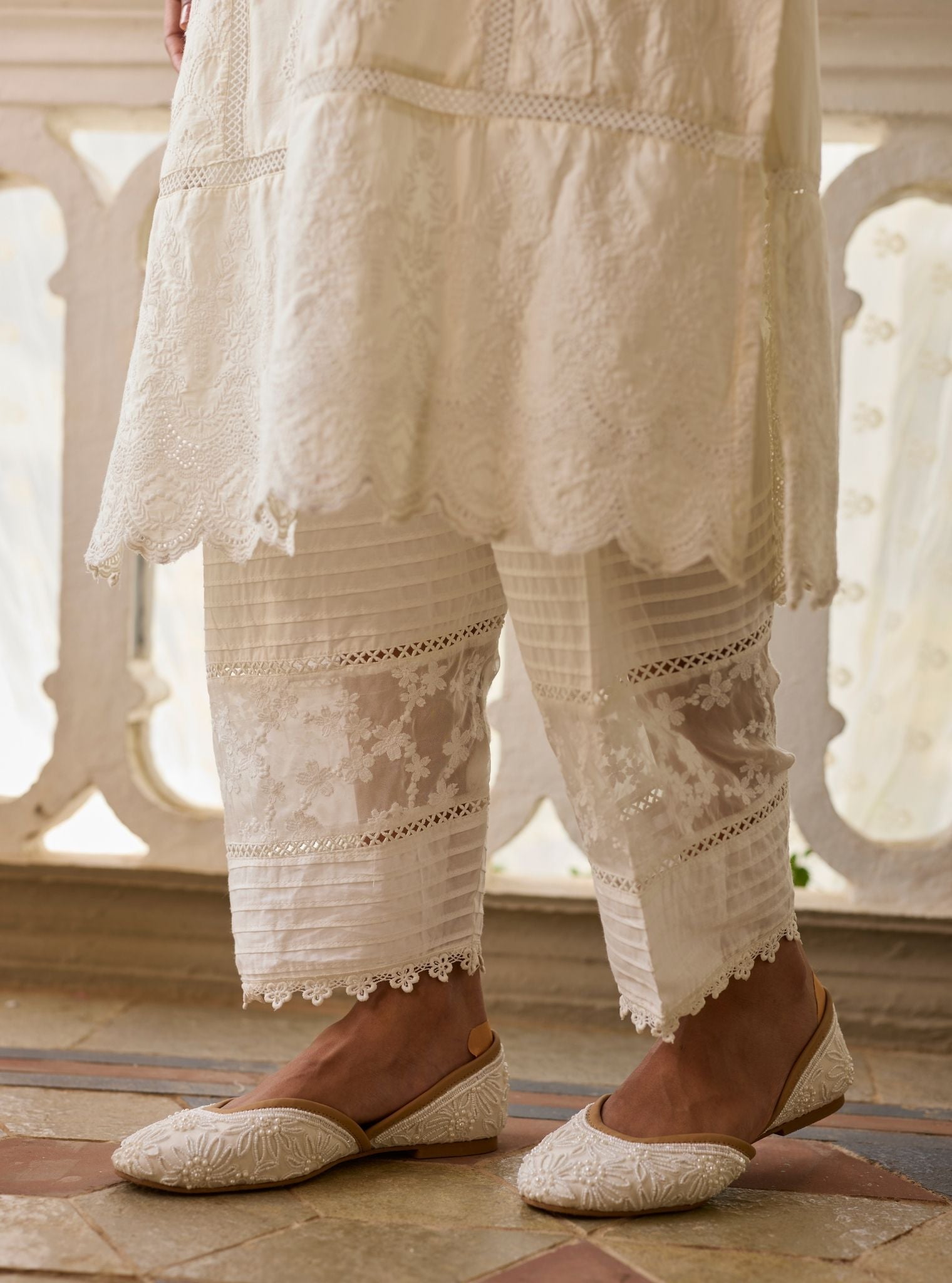 Blair Pima Satin Off White Kurta Set