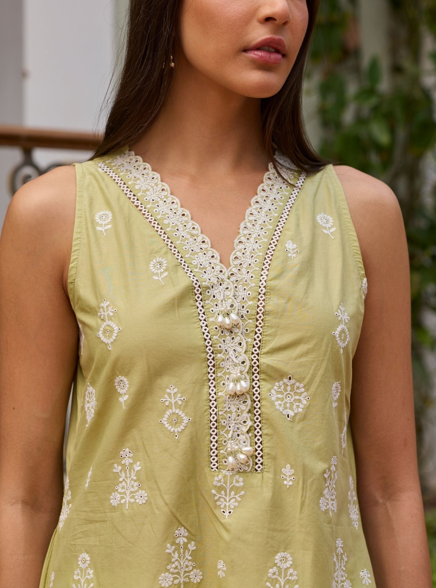 Zoa Supima Cotton Green Kurta With Farshi Salwar