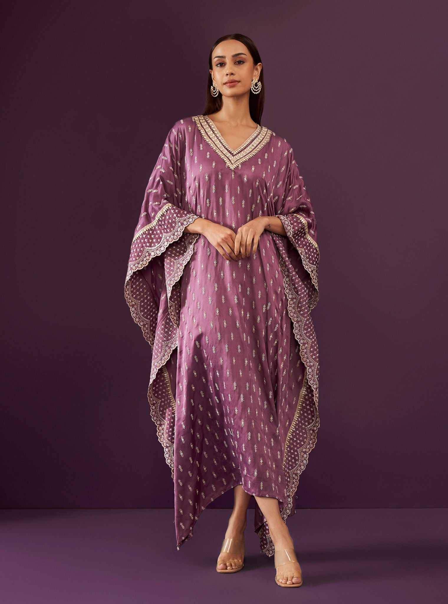 Mulmul Cupro Satin Florian Purple kaftan