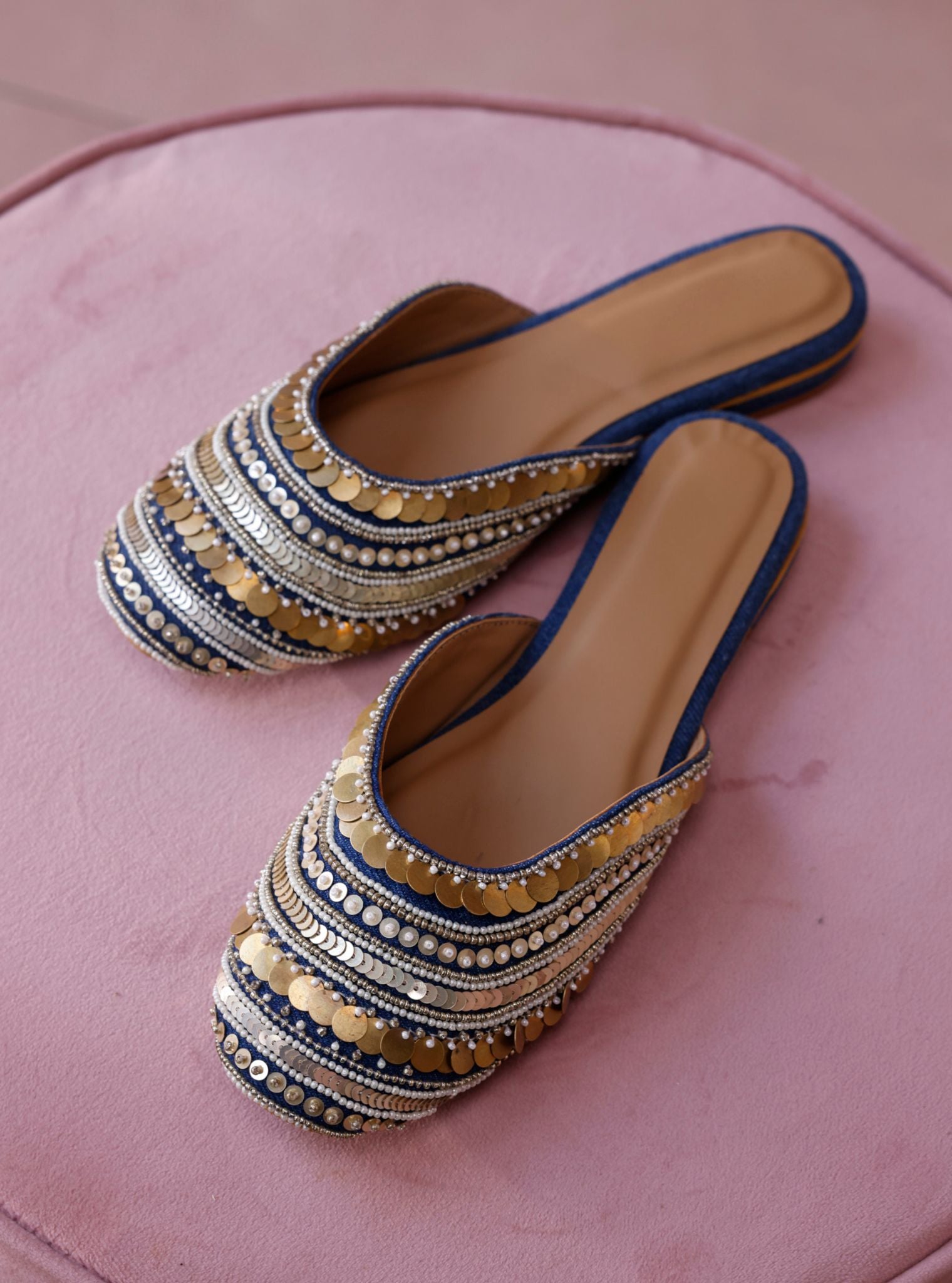 Indigo Denim Mule Sandal