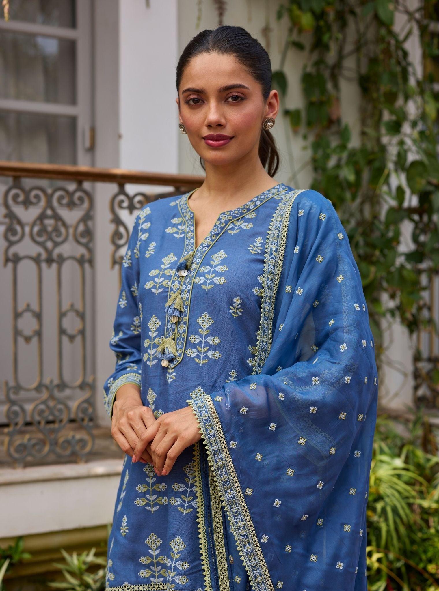 Zano Linen Navy Kurta Set