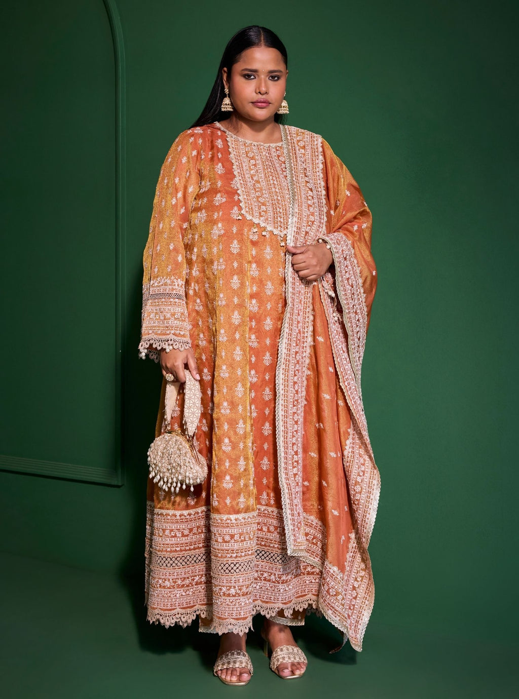 Jalwa Luxe Organza Plum Anarkali Kurta Set