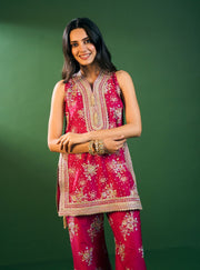 Lami Pima Satin Black Kurta With Flared Bell-Bottom Pants