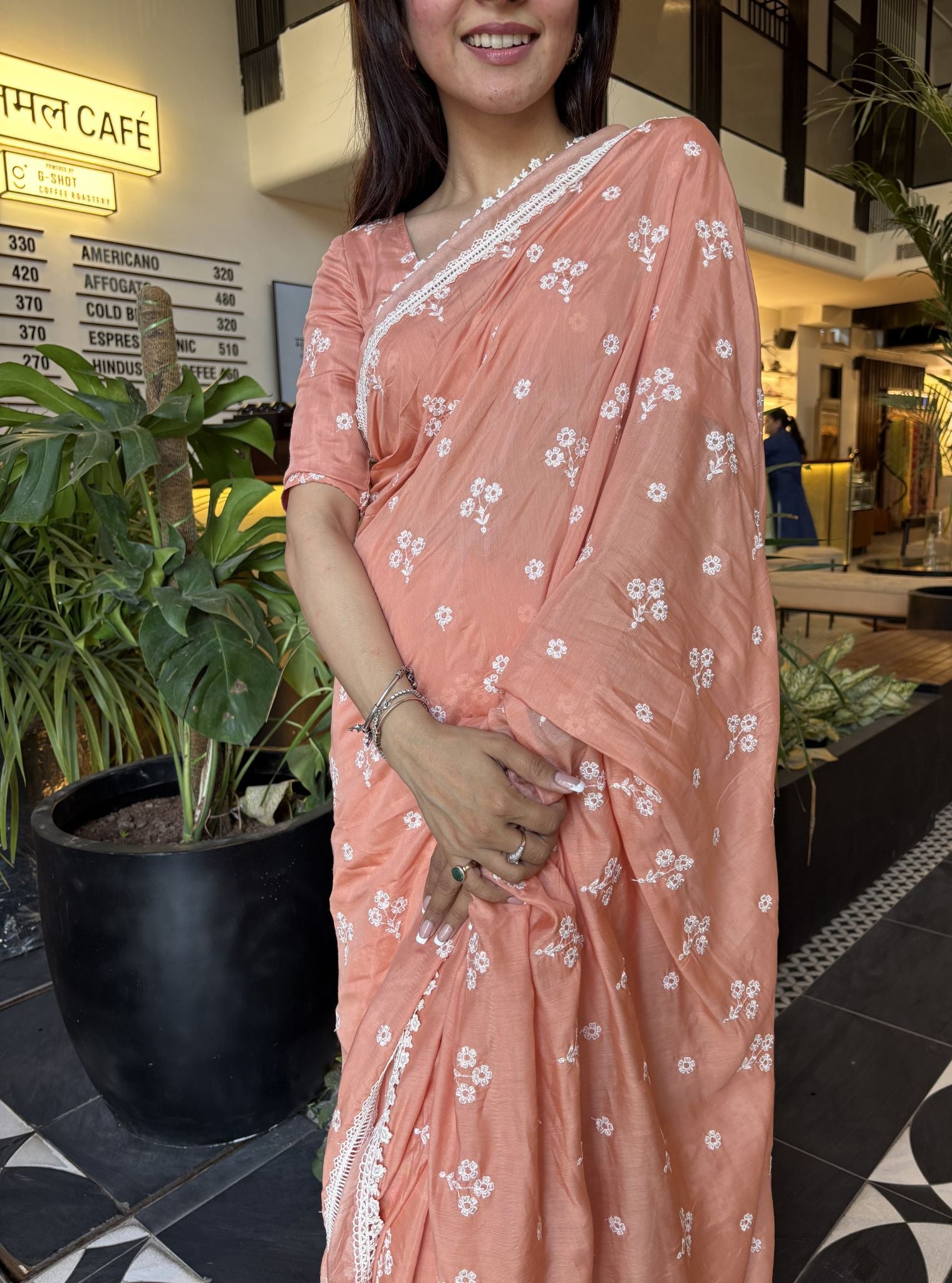 Annika Silk Peach Saree