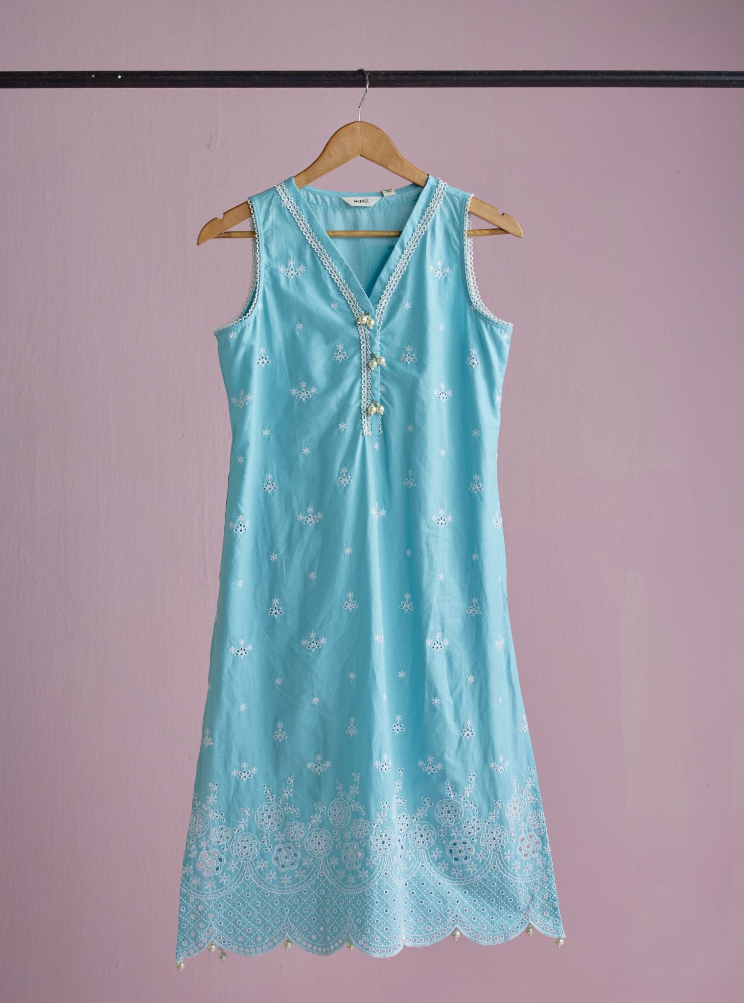 Kora Supima Cotton Teal Blue Kurta Set