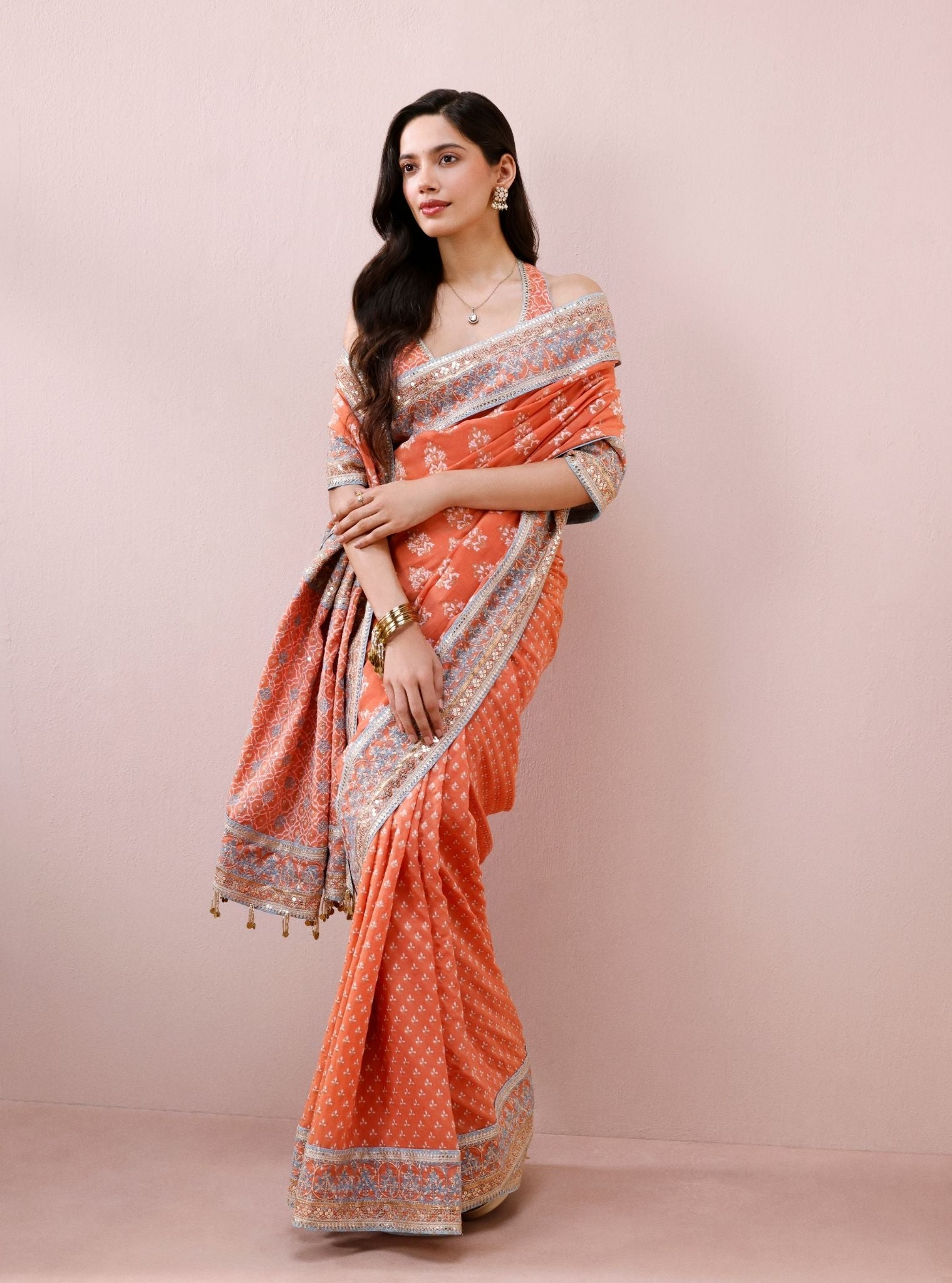 Riona Banarsi Orange Saree