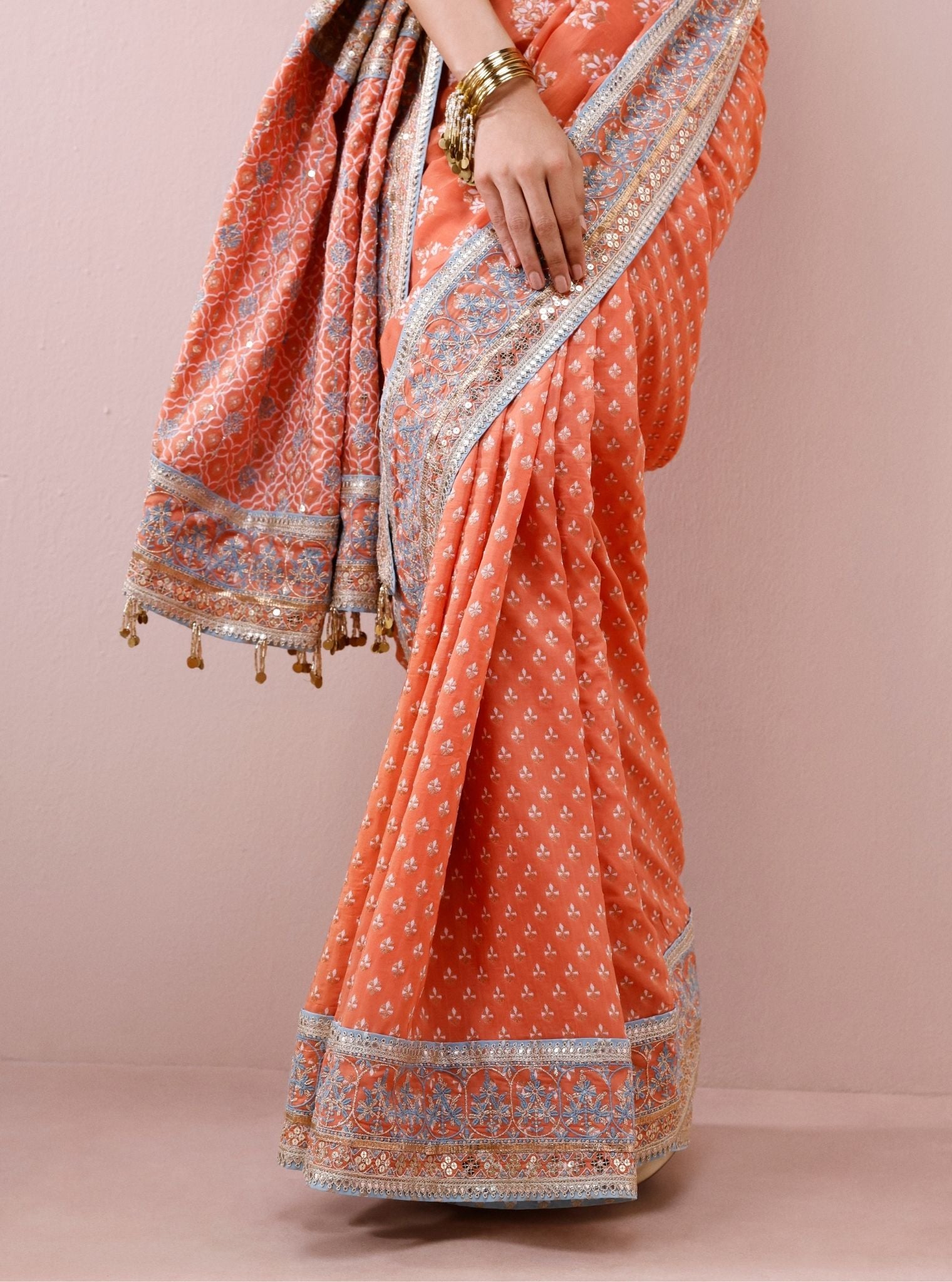 Riona Banarsi Orange Saree