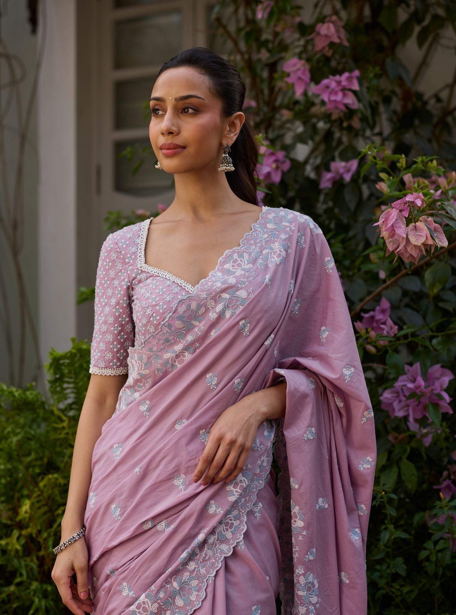 Rinae Supima Cotton Lilac Saree