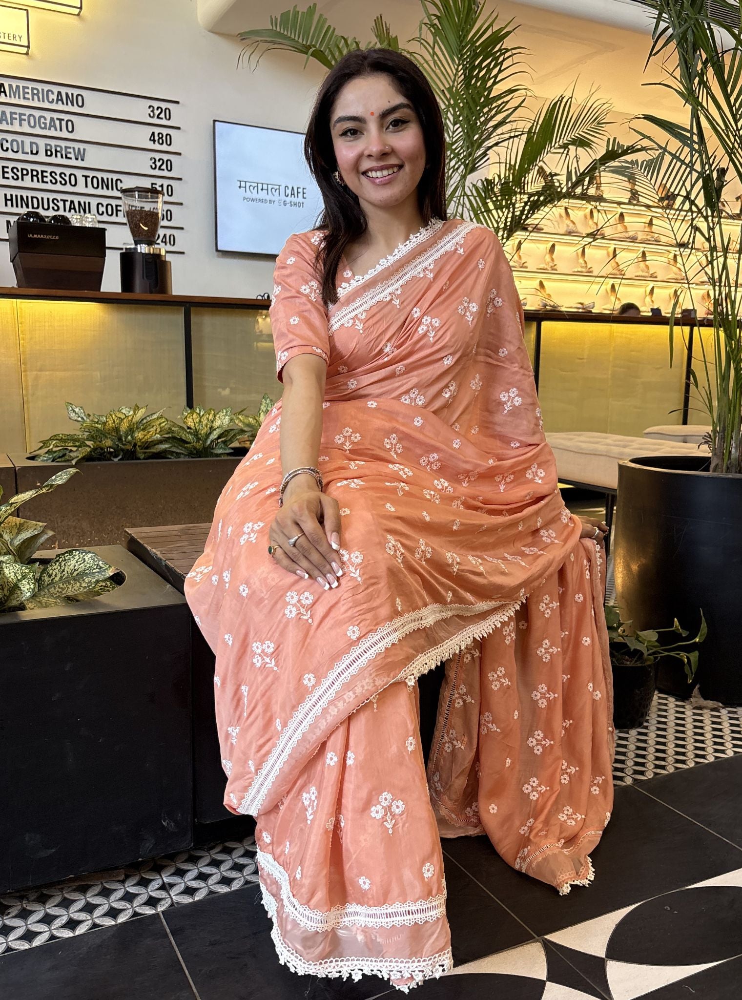 Annika Silk Peach Saree