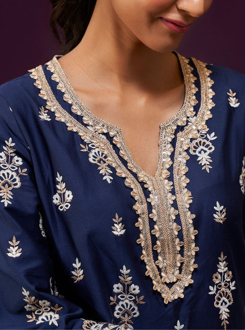 Reha Pima Satin Off White Kurta Set