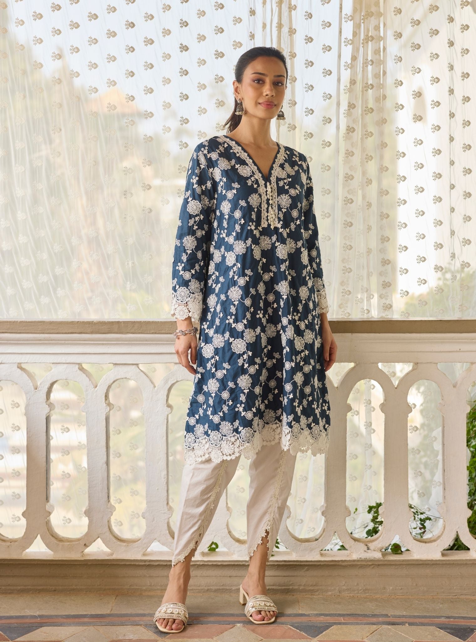 Aaranya Supima Cotton Navy Kurta Set