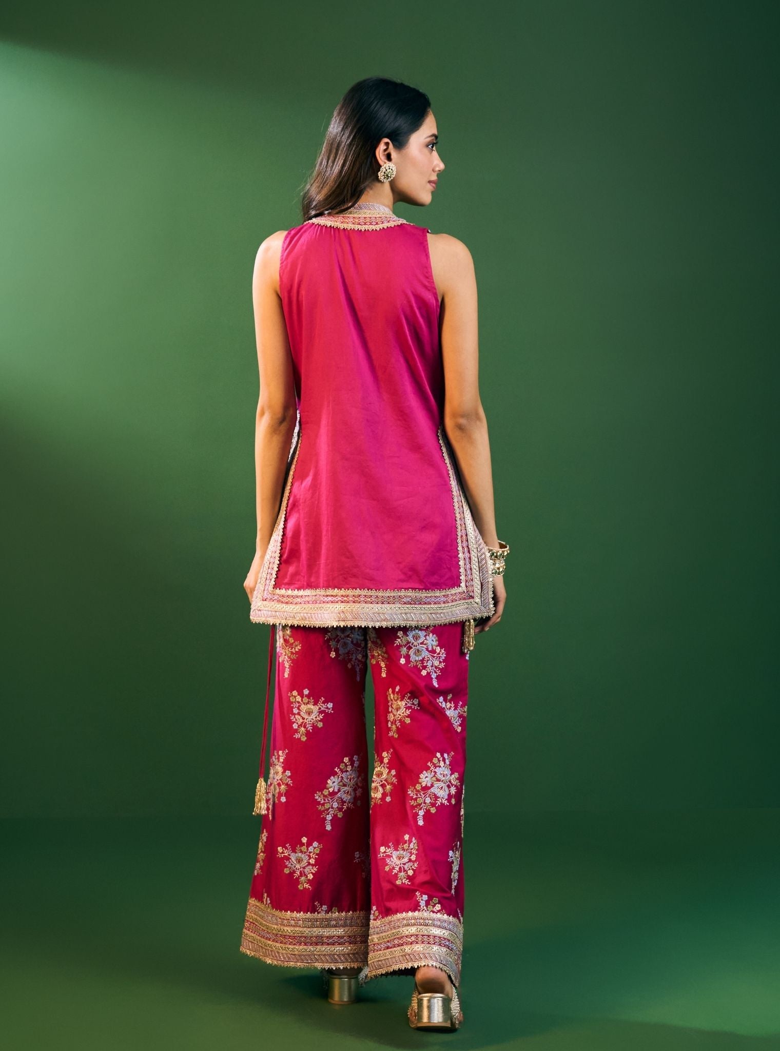 Lami Pima Satin Fuschia Kurta Set