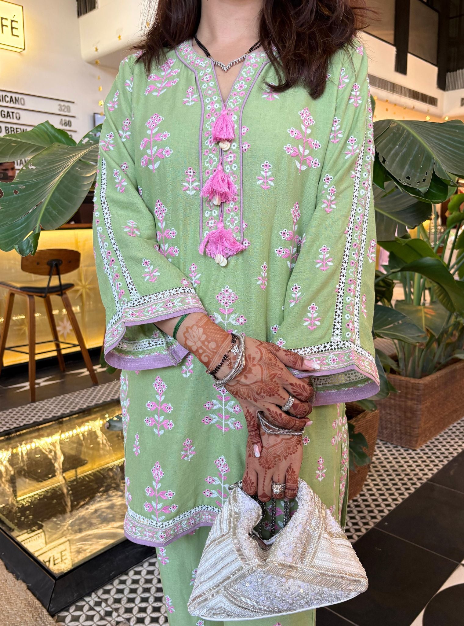 Zano Linen Green Kurta Set