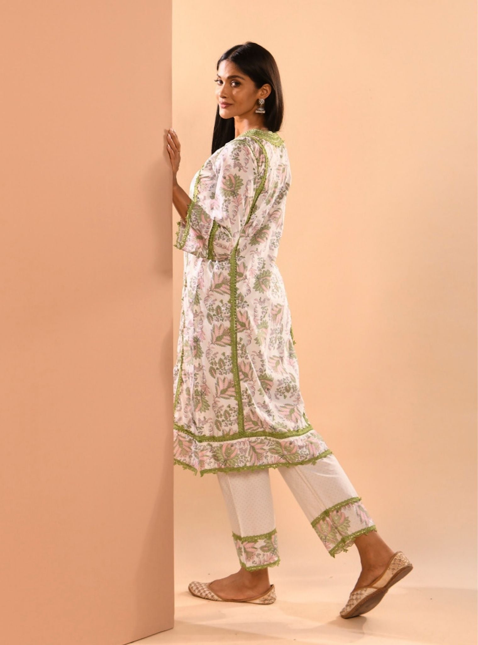Mulmul Cotton Esti Green Kurta