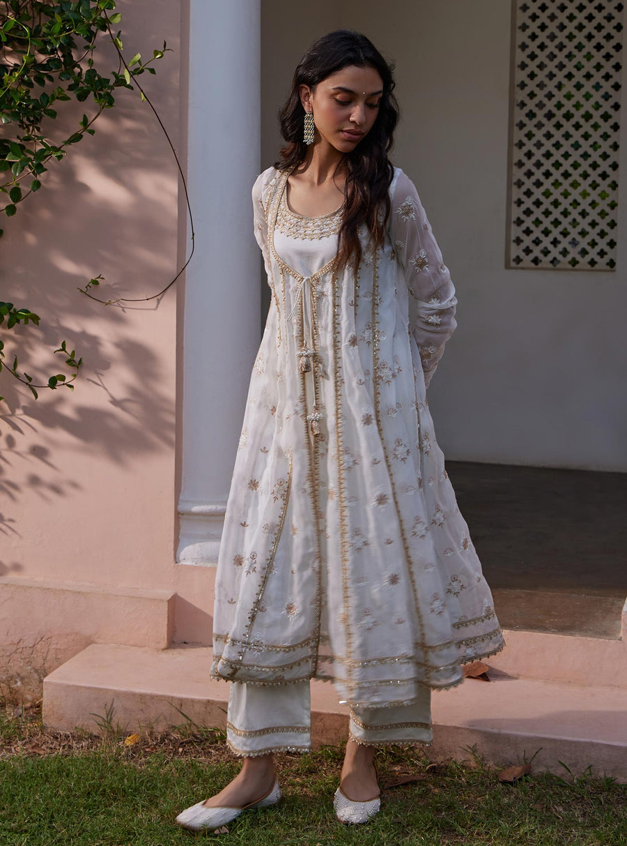 Valerie Organza Off White Anarkali Kurta Set main image 1