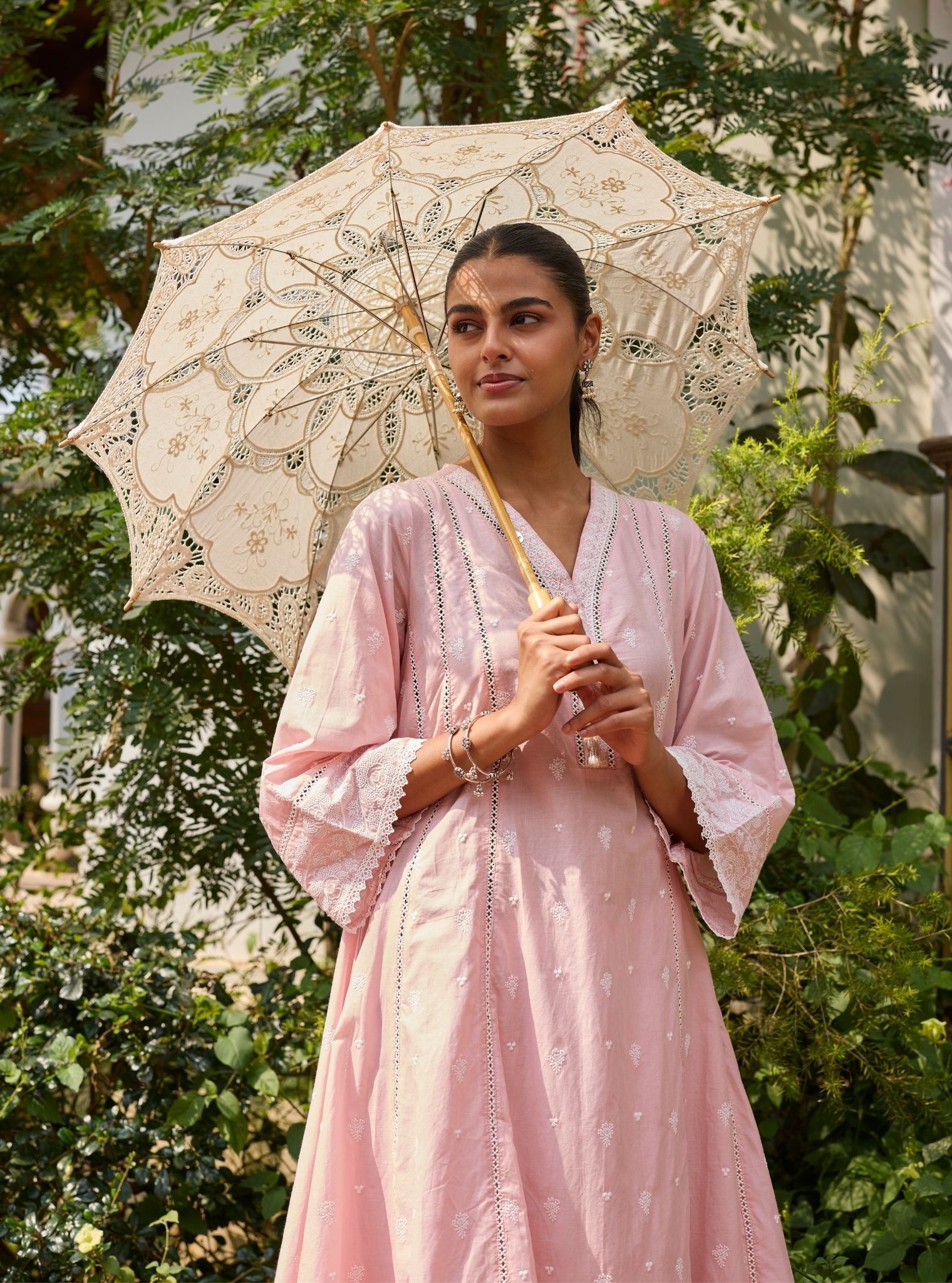 Mysaara Supima Cotton Pink Anarkali Kurta Set