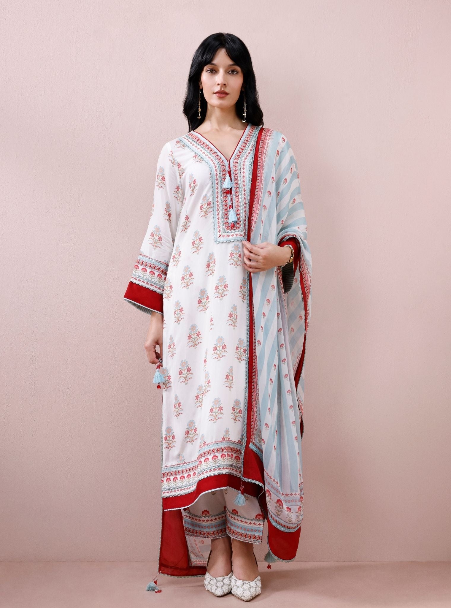 Zela Lawn Printed Off-White Kurta Set