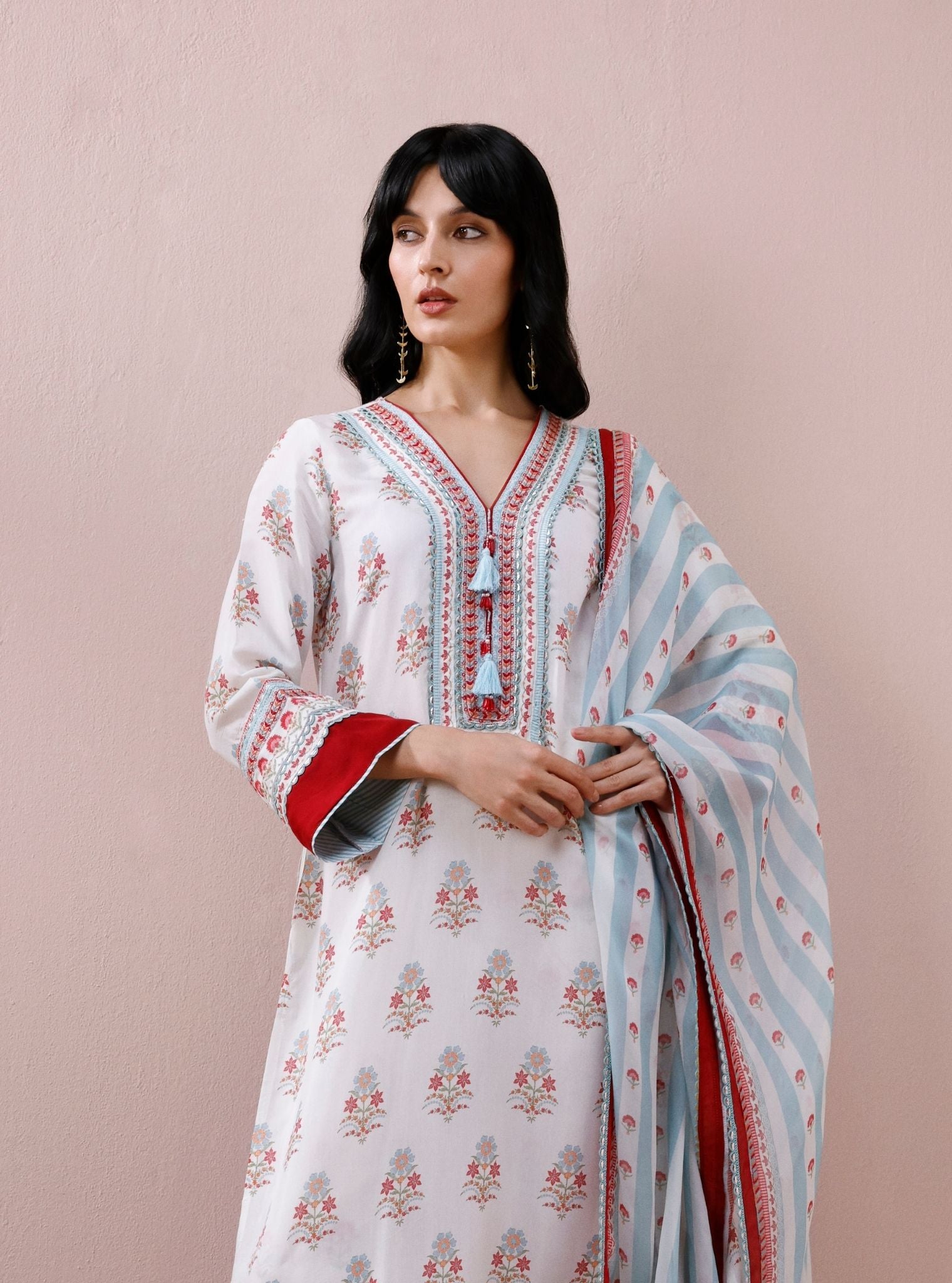Zela Lawn Printed Off-White Kurta Set